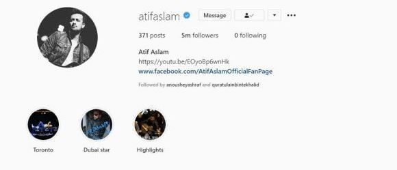 Atif Aslam reached 5 Million Followers 