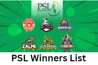 PSL Winners List - PSL Runners Up List Year Wise All PSL Finals