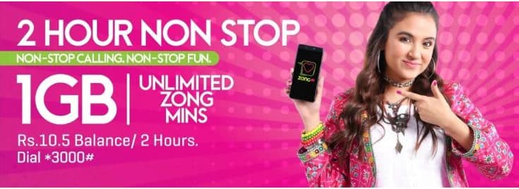 zong 2 hours non stop call package